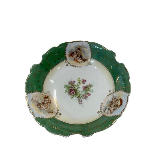 Rare Vintage Victoria Carlsbad Made in Austria Porcelain Gold Trim Serving Bowl - Picture 8 of 8